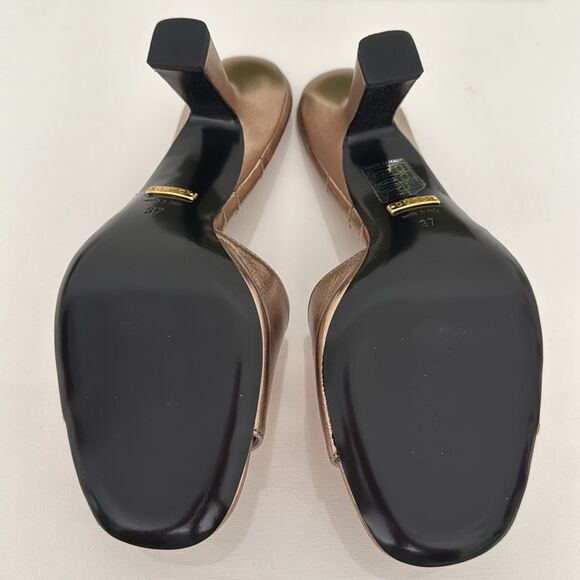 Gucci Marmont EU 37 US 7 Crystal GG Rose Gold Sandals Heels Metallic Nappa New - Picture 8 of 11